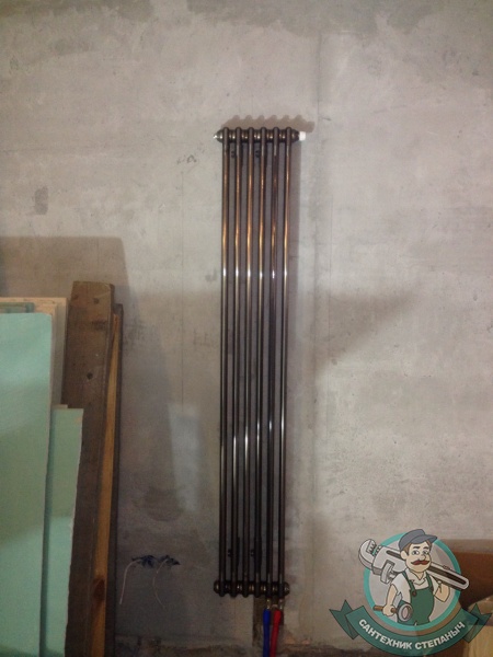 Установка и подключение вертикального радиатора Zehnder